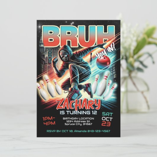 Bowling Anniversaire Fête Invitation (Debout devant)