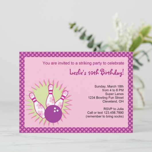 Bowling Anniversaire Fête Invitation (Debout devant)