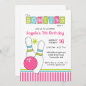Bowling Anniversaire Fête Invitation (Devant / Derrière)