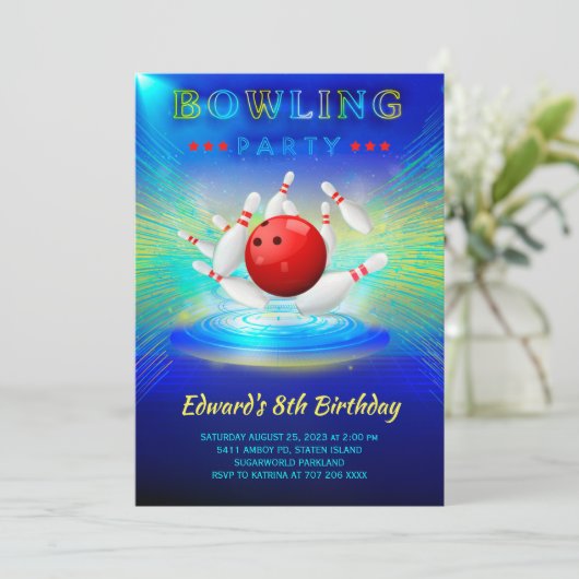 Bowling Anniversaire Fête Invitation (Debout devant)