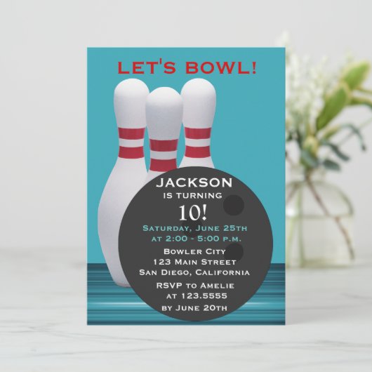 Bowling Anniversaire Fête Invitation (Debout devant)