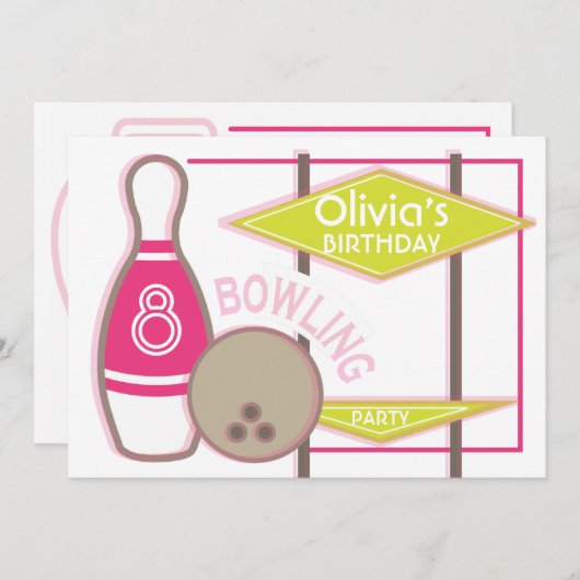 Bowling Anniversaire Fête Invitation (Devant / Derrière)