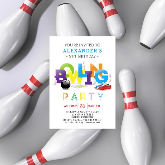 Bowling Anniversaire Fête Invitation