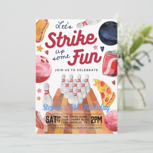 Bowling Anniversaire Fête Invitation (Debout devant)