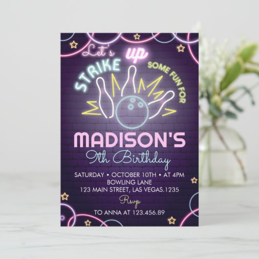 Bowling Anniversaire Fête Invitation Grève (Debout devant)