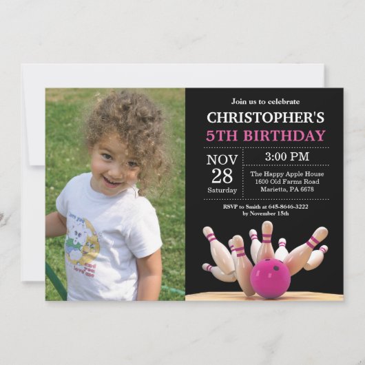 Bowling Anniversaire Invitation Anniversaire Fête (Devant)