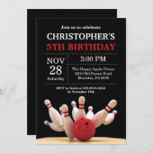 Bowling Anniversaire Invitation Anniversaire fête (Devant / Derrière)