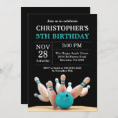 Bowling Anniversaire Invitation Anniversaire Fête (Devant / Derrière)