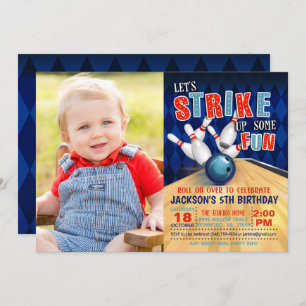 Bowling Anniversaire Invitation avec photo - Garço