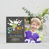 Bowling Anniversaire Invitation Blue Orange Boy (Debout devant)