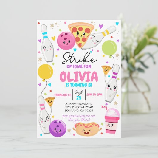 Bowling Anniversaire Invitation Bowling Pizza Part (Debout devant)