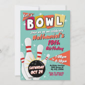 Bowling anniversaire invitation fête Retro (Devant)