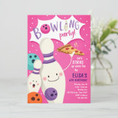 Bowling Anniversaire Invitation Fille Pink Pizza G (Debout devant)