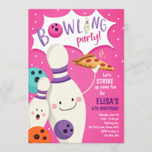 Bowling Anniversaire Invitation Fille Pink Pizza G