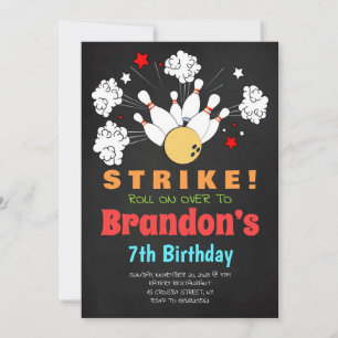 Bowling anniversaire invitation garçon noir
