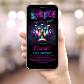 Bowling Anniversaire Invitation Girls Pink Neon