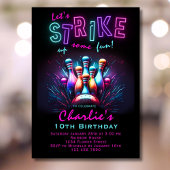 Bowling Anniversaire Invitation Girls Pink Neon