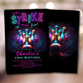 Bowling Anniversaire Invitation Girls Pink Neon