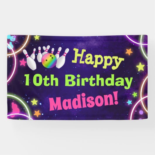 Bowling Anniversaire Joyeux Anniversaire Bannière (Horizontal)