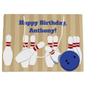 Bowling bal en pins gepersonaliseerd groot cadeauzakje (Voorkant)