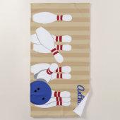Bowling bal en pins gepersonaliseerd strandlaken (Voorkant)