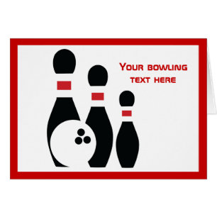 Bowling bal en spelden horizontaal wenskaart