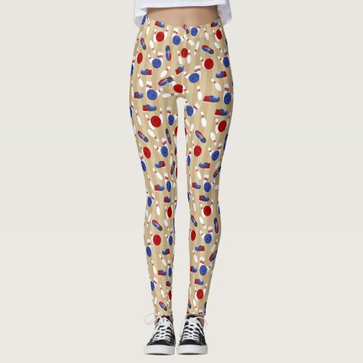 Bowling bal, spelden en schoenen met patronen leggings (Voorkant)