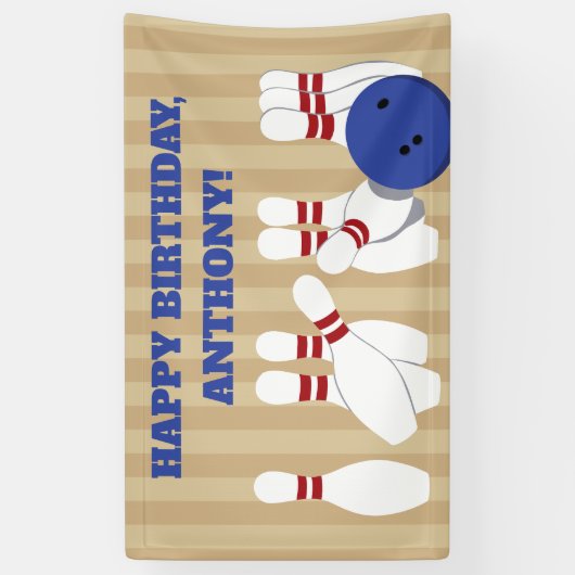 Bowling Ball and Pins Bowling Verjaardagsfeest Spandoek (Verticaal)