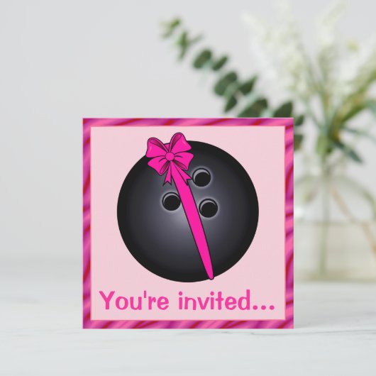 Bowling Ball avec Bow Invitation d'anniversaire (Debout devant)
