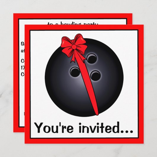 Bowling Ball avec Bow Invitation d'anniversaire (Devant / Derrière)