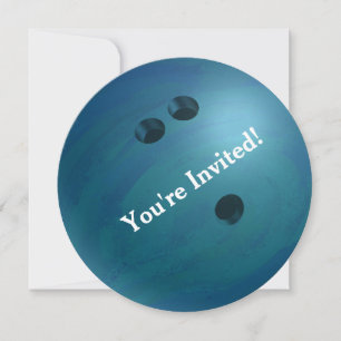 Bowling Ball Blue Party-uitnodiging Kaart