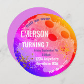 BOWLING BALL, bowling, Glow bowling-verjaardag Neo Kaart (Voorkant / Achterkant)