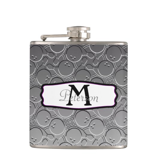 Bowling Ball Chrom: kijk patroon Heupfles (Voorkant)