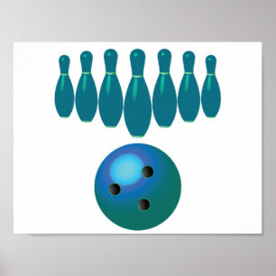 Bowling Ball en Pins Fun Sports Poster