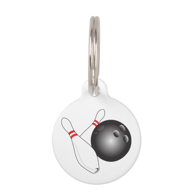 Bowling Ball en Pins Huisdierpenning (Voorkant)