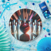 Bowling Ball en Pins Papieren Bordje (Feest)