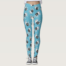Bowling Ball en Pins Pattern Blue Leggings
