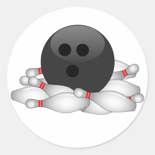 Bowling Ball en Pins Ronde Sticker (Voorkant)