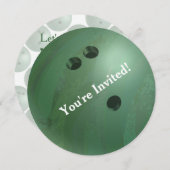 Bowling Ball Green Party Invitation (Devant / Derrière)
