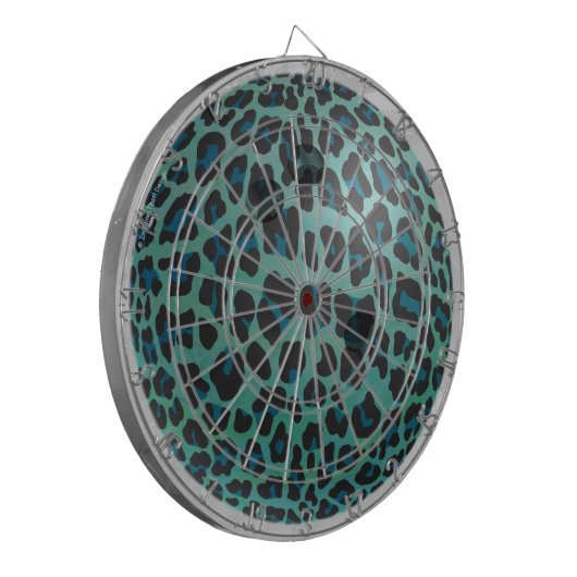 Bowling Ball Leopard Blauwgroen Dartbord (Voorkant Links)