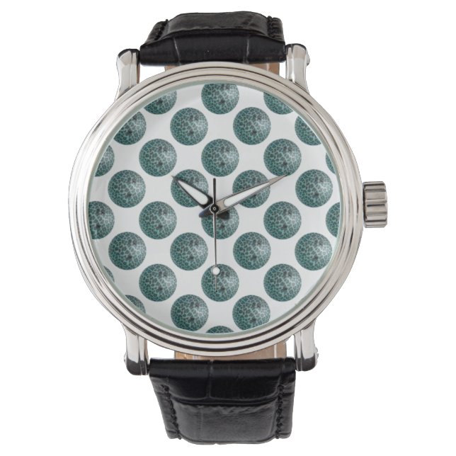 Bowling Ball Leopard Blauwgroen Horloge (Voorkant)