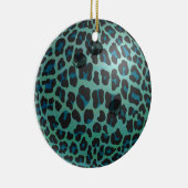 Bowling Ball Leopard Blauwgroen Keramisch Ornament (Rechts)