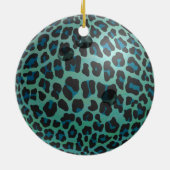 Bowling Ball Leopard Blauwgroen Keramisch Ornament (Achterkant)