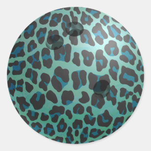 Bowling Ball Leopard Blauwgroen Ronde Sticker