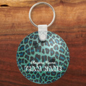 Bowling Ball Leopard Blauwgroen Sleutelhanger (Voorkant)
