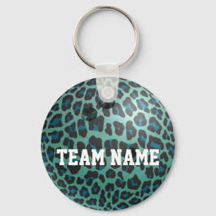 Bowling Ball Leopard Blauwgroen Sleutelhanger