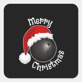 Bowling ball met Santa Hat. Bowlingspelers xmas Vierkante Sticker