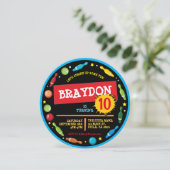 BOWLING BALL NEON Invitation de fête d'anniversair (Debout devant)