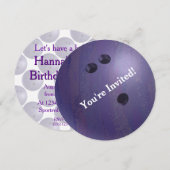 Bowling Ball Paarse Partij Kaart (Voorkant / Achterkant)