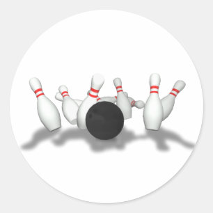 Bowling Ball & Pins: 3D-model: Ronde Sticker